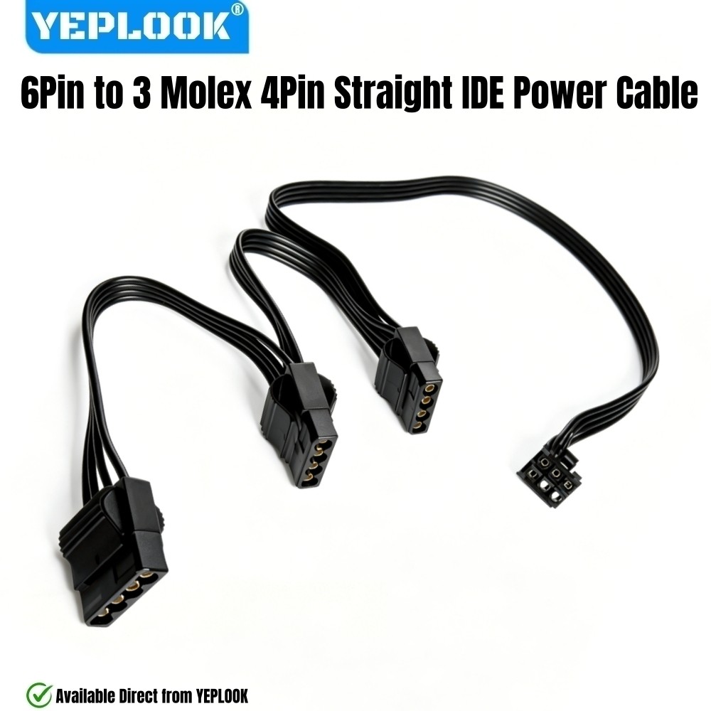 6Pin ถึง 3 Molex 4Pin ตรง, PATA PERIF IDE สายไฟสําหรับ Corsair HX1200, HX1050, HX1000, HX850, HX750,