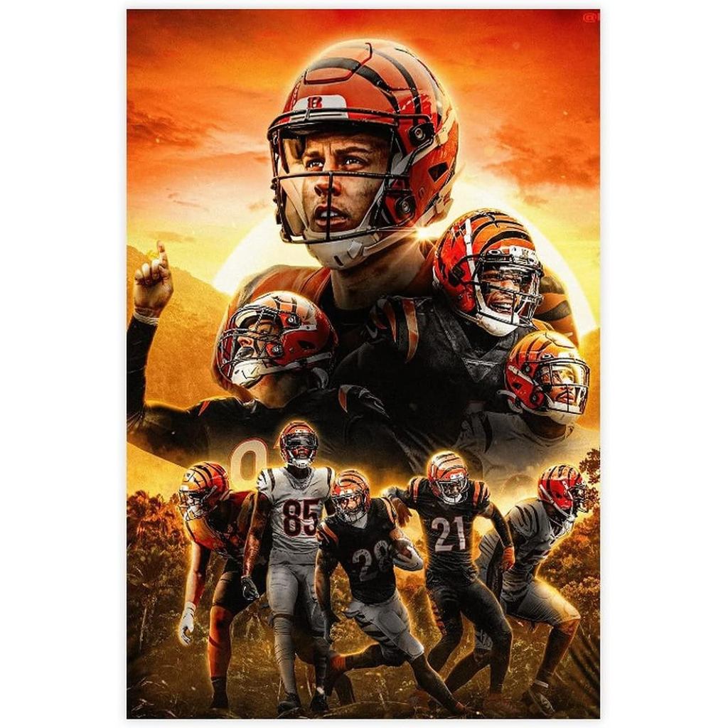 Joe Burrow Joe Mixon กีฬาคนดังโปสเตอร์ผ้าใบโปสเตอร์ Wall Art Decor พิมพ์ภาพวาดภาพสําหรับห้องนั่งเล่น