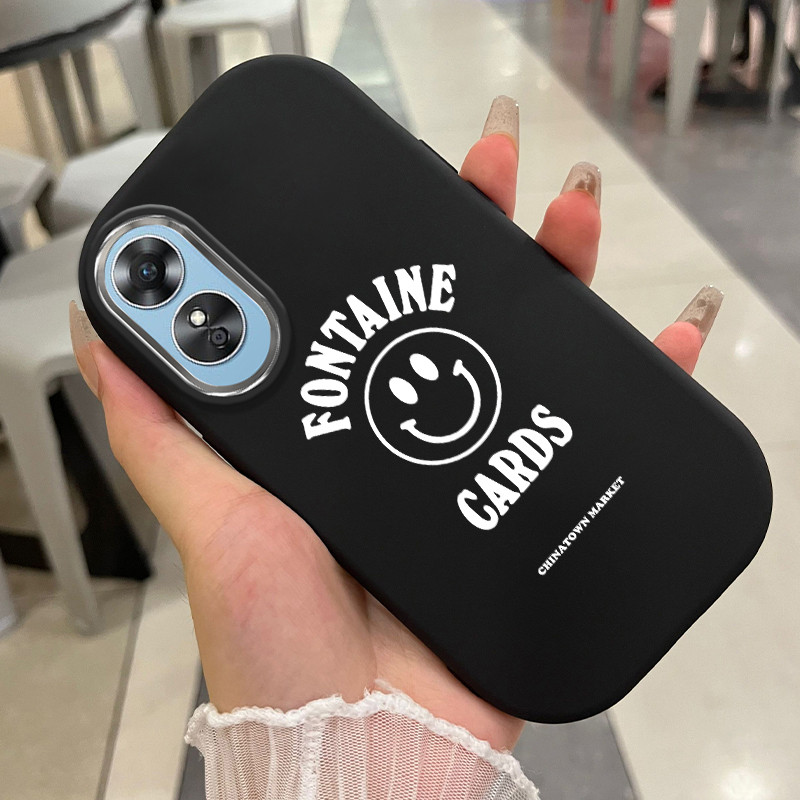 เคสสำหรับ OPPO A17 A17K เคสโทรศัพท์รอยยิ้มกันกระแทกกลมและอ้วน