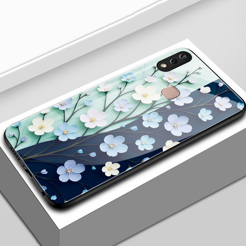 เคสสำหรับ VIVO Y85 Y85A V9 V9 Pro V9 Youth Z1 Z1i Z3x เคสโทรศัพท์ดอกไม้เปลือกแก้วกันกระแทก
