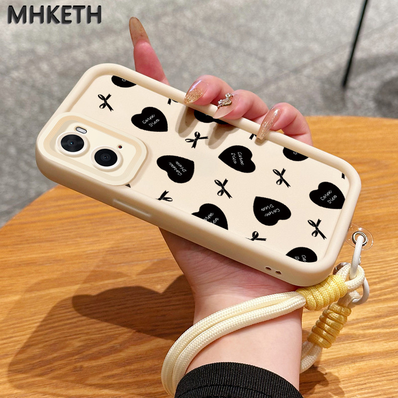 MHKETH เคสสำหรับ OPPO A36 A76 A96 เคสโทรศัพท์ซิลิโคนเชือกแขวนหมีน้อยน่ารัก - รูปที่ 2