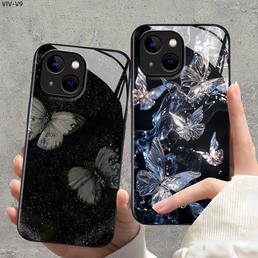 เคส For VIVO V23 V23E V21 V20 V19 V15 V11i V9 SE Pro 4G 5G เคสโทรศัพท์ เคสมือถือ เคสวีโว่ เคสแข็ง Phone Glass Case BLK