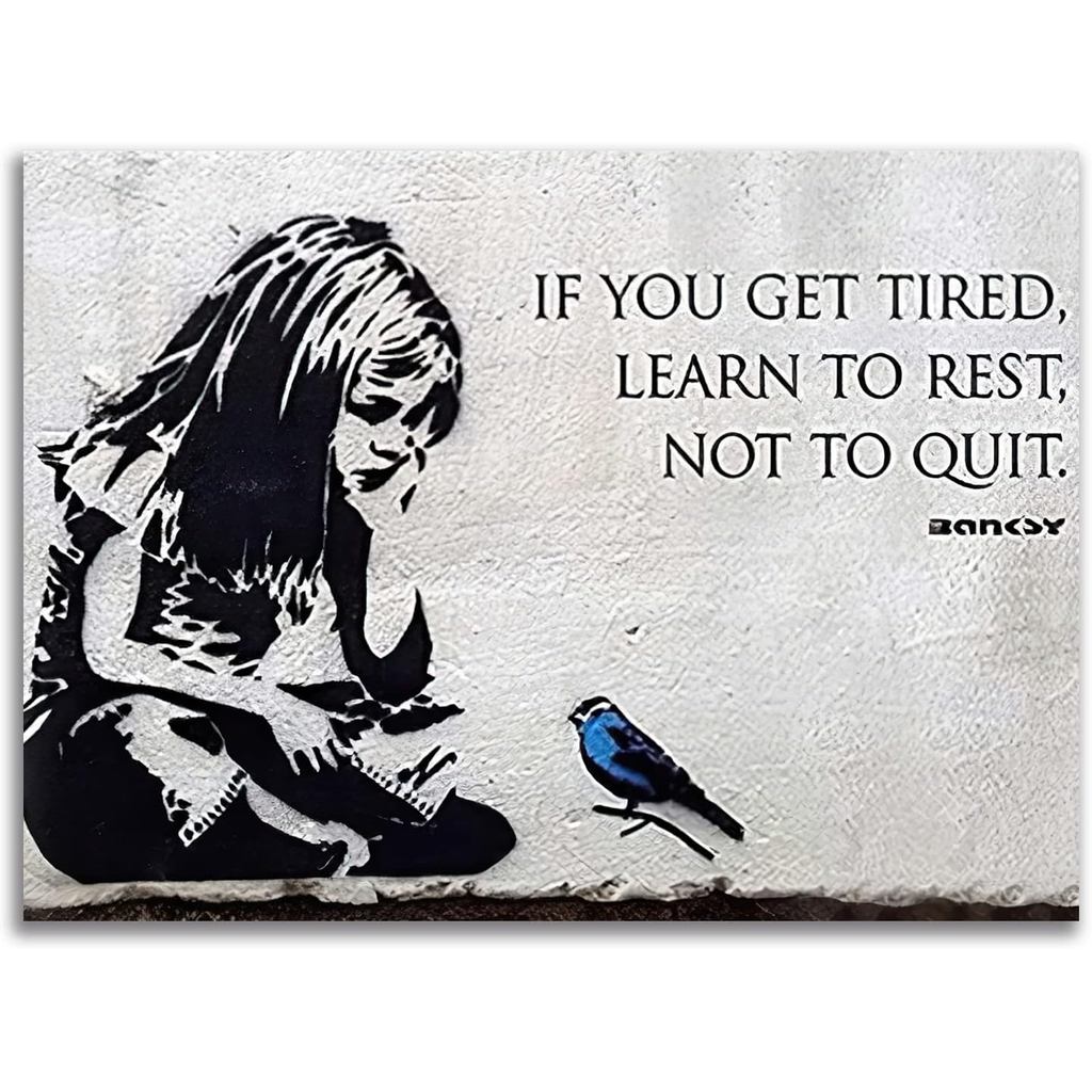 Banksy ผ้าใบ Wall Art สาว Blue Bird Street Graffiti พิมพ์ภาพสําหรับห้องนั่งเล่นห้องนอน Home Office D