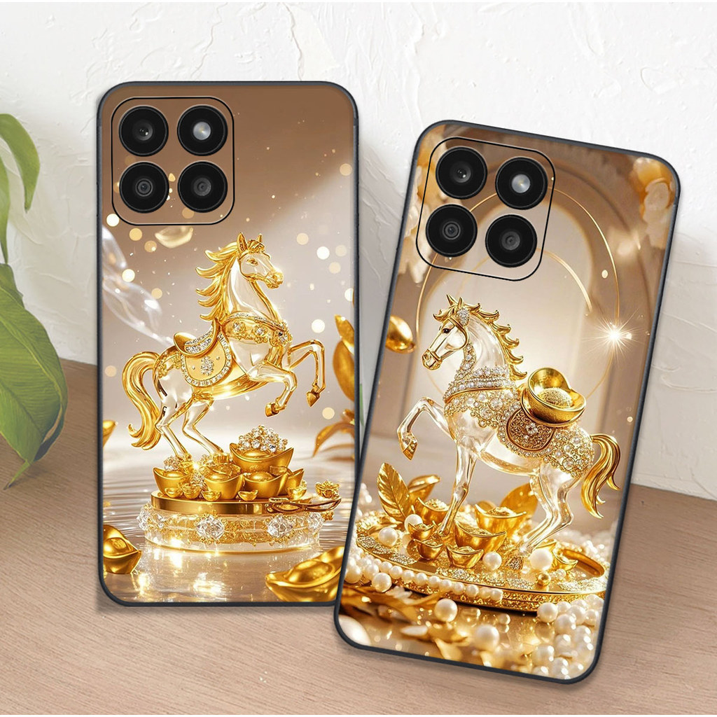 เคส Honor X5b / X5b Plus พิมพ์ลายม้าสีเหลือง เคส Clover