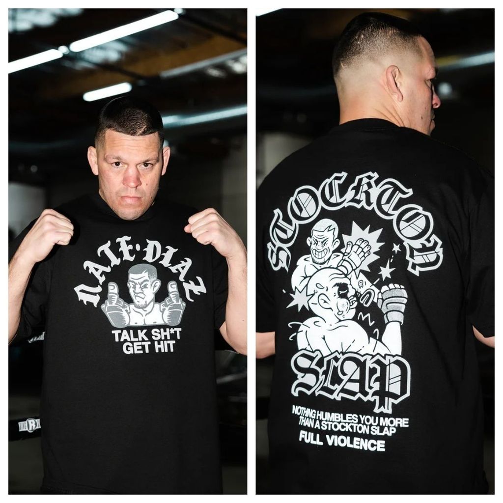 MMA Diaz Brothers สีดําคลาสสิกผ้าฝ้ายพิมพ์แขนสั้นผ้าฝ้ายเสื้อยืดผู้ชายและผู้หญิงสบายๆอเนกประสงค์ Top