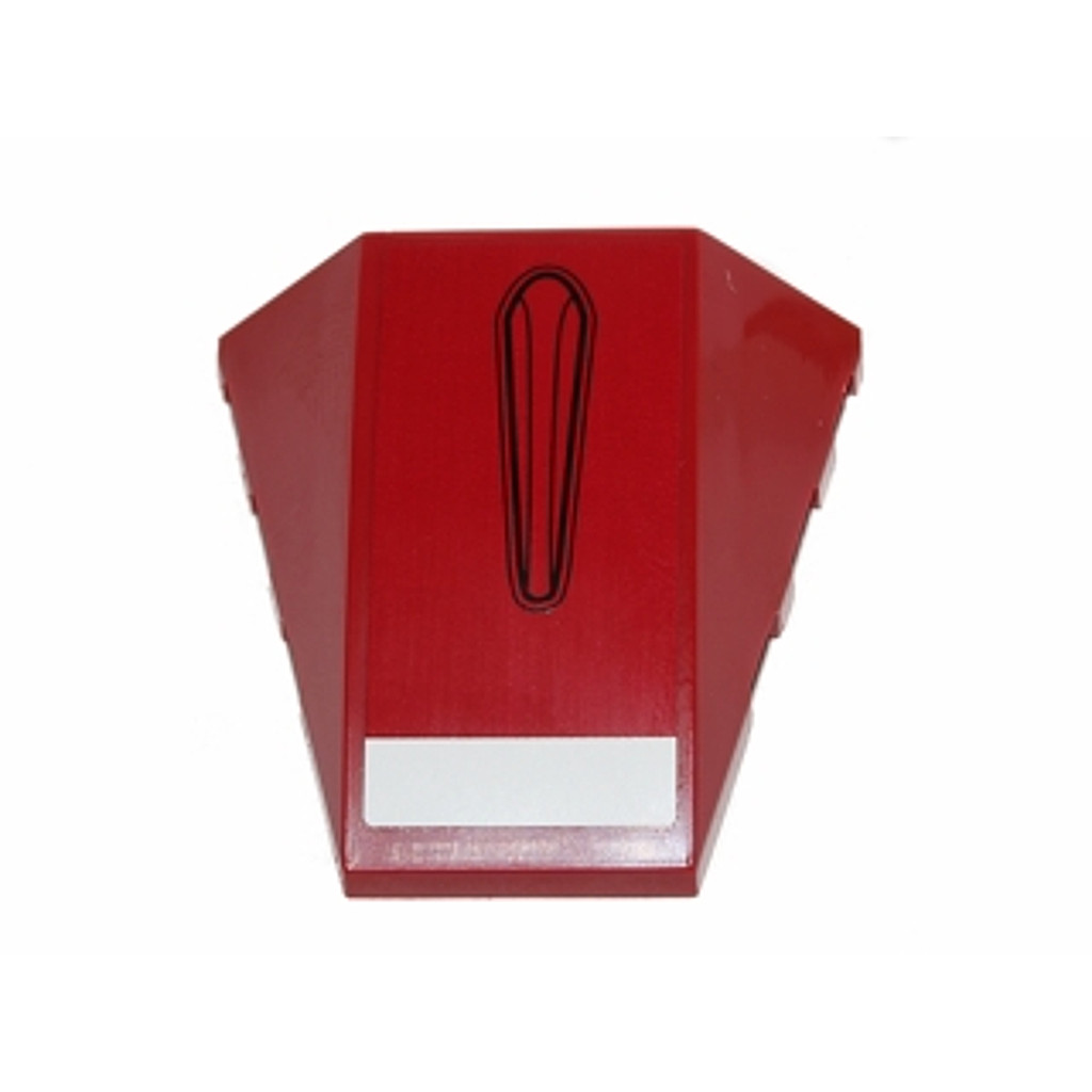 Brick2cube Part - Wedge 4 x 4 Triple Curved No Studs with Black Elongated Oval and White Stripe on F