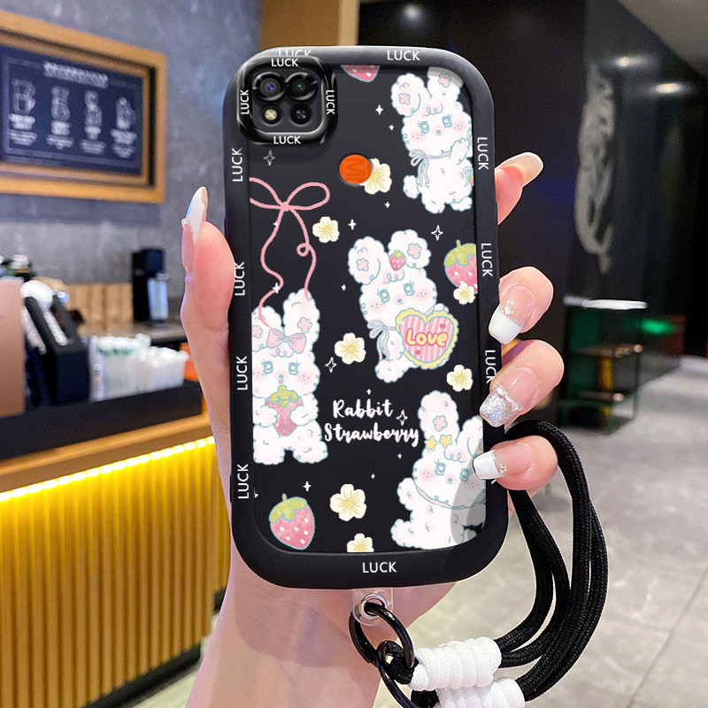 เคสสำหรับ Xiaomi Redmi 9C NFC 10A POCO C31 POCO C3 เคสโทรศัพท์กระต่ายแมวซิลิโคนสายคล้องกันกระแทก
