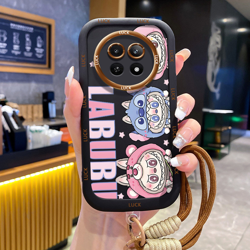 กรณีRealme 12 5G 13 5G C65 5G Narzo 70X 5G Narzo N65 5Gการ์ตูนพร้อมเชือกเส้นเล็ก