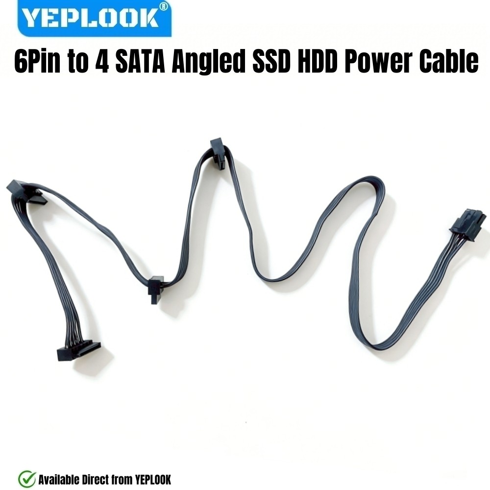 YEPLOOK 6Pin ถึง 4 SATA มุมขวา HDD SSD สายไฟสําหรับ Corsair HX1500i, HX1200i, HX1000i, HX850i, HX750