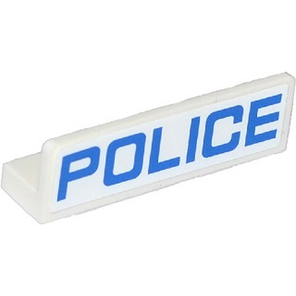 Brick2cube Part - Panel 1 x 4 x 1 with Blue 'POLICE' Thin Font Pattern (Sticker) - Sets 60047 / 6004