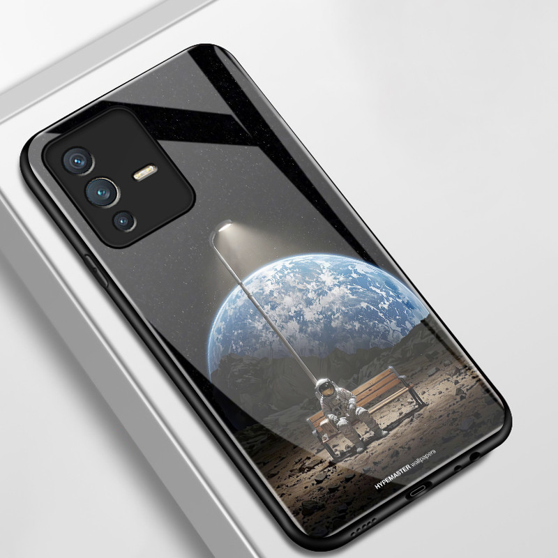 เคสสำหรับ VIVO V23 5G V23i 5G V23E 4G V23E 5G Y75 เคสโทรศัพท์มนุษย์อวกาศเปลือกแก้วกันกระแทก