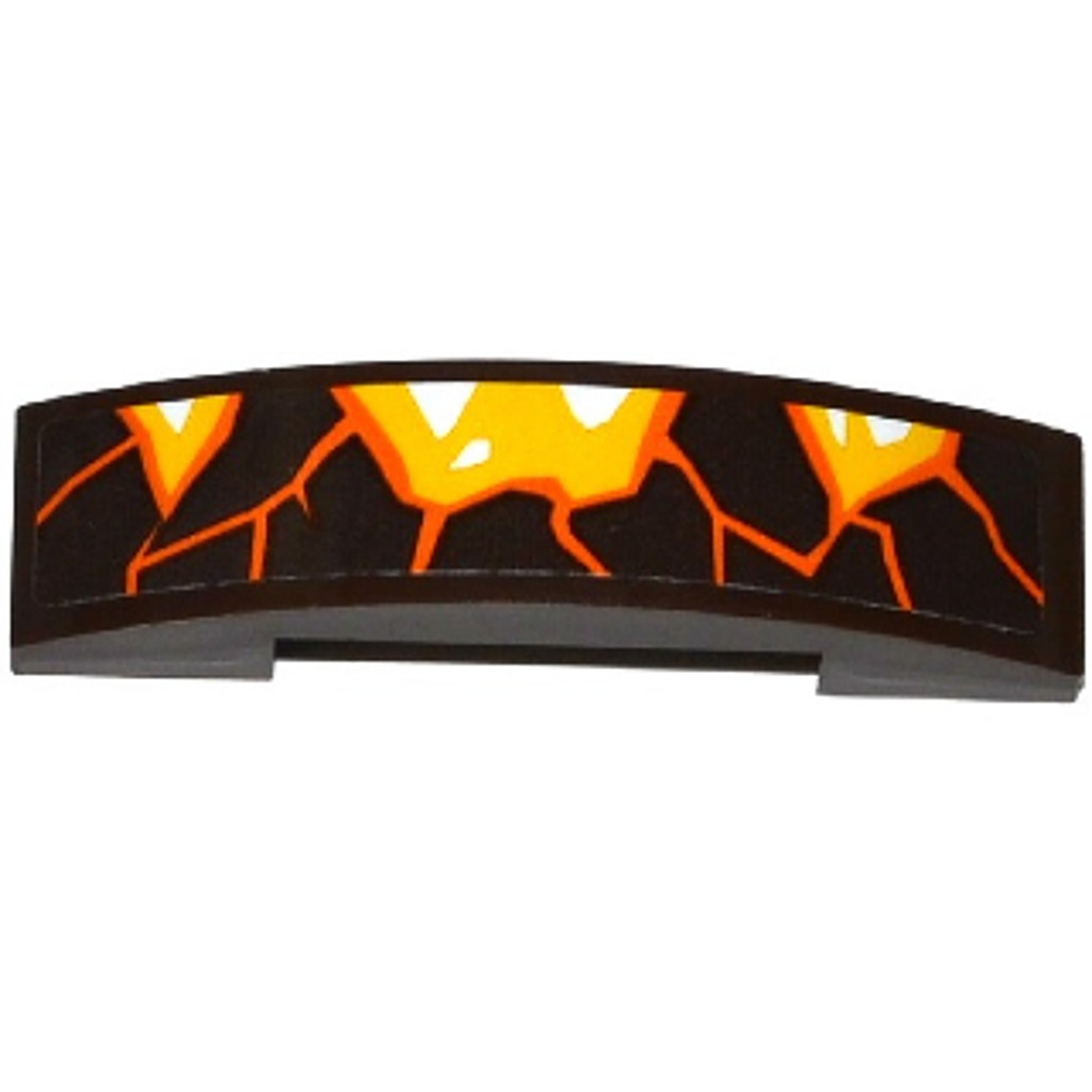 Brick2cube Part - Slope, Curved 4 x 1 x 2/3 Double with Orange Cracks and Lava Pattern Model Right S