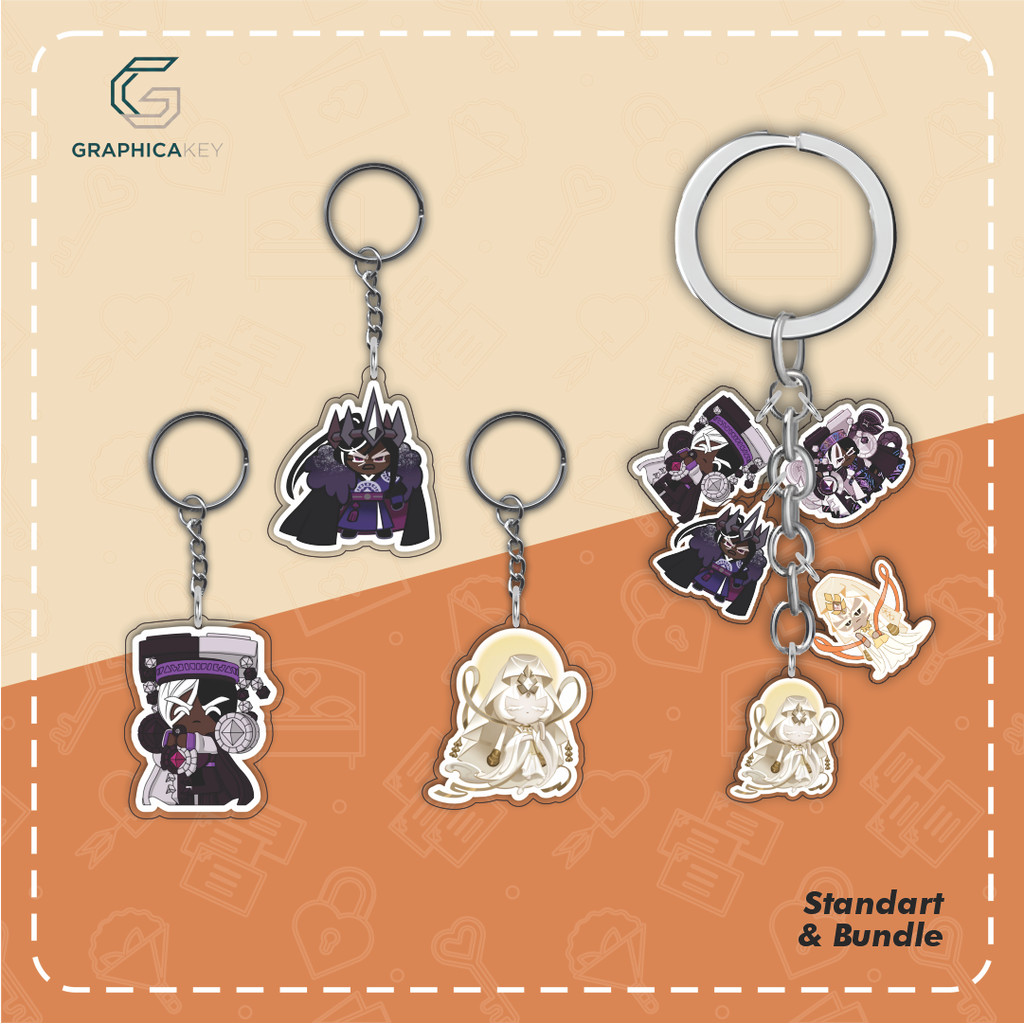 GANTUNGAN พวงกุญแจอะคริลิค / พวงกุญแจ COOKIE RUN KINGDOM - DARK CACAO COOKIE & MYSTIC FLOUR COOKIE