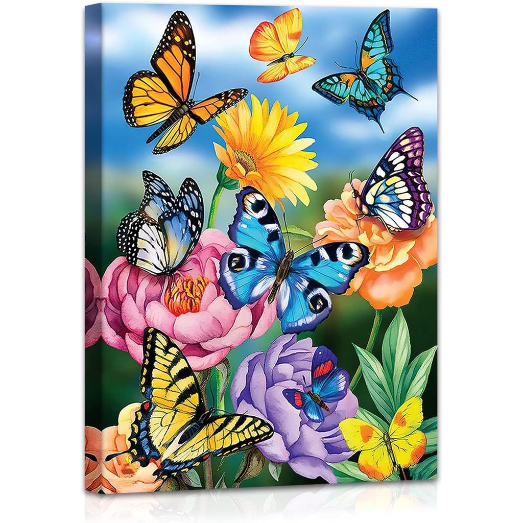 ผีเสื้อ Wall Art กรอบภาพผีเสื้อ Wall Art พร้อมภาพดอกไม้ผีเสื้อ Art Wall Decor สัตว์ Wall Art พิมพ์บน