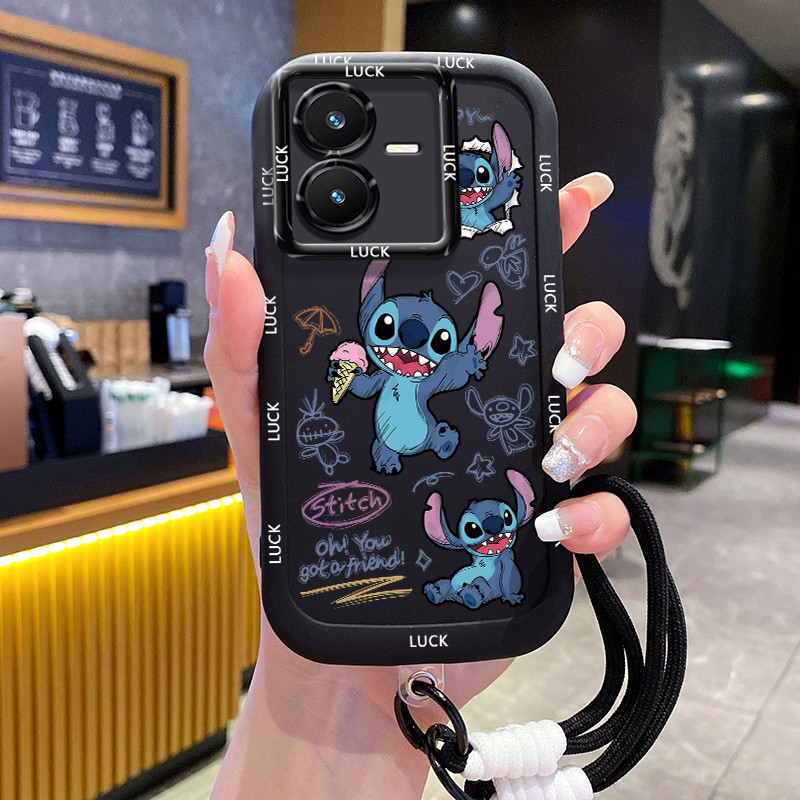 เคสสำหรับ VIVO Y22 Y22s เคสโทรศัพท์เย็บซิลิโคนสายคล้องกันกระแทก
