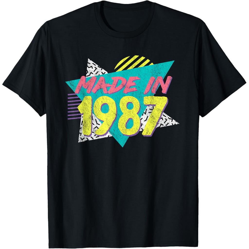 เสื้อยืดผ้าฝ้ายผู้ชาย Made in 1987 Retro Vintage 38th Birthday T-Shirt
