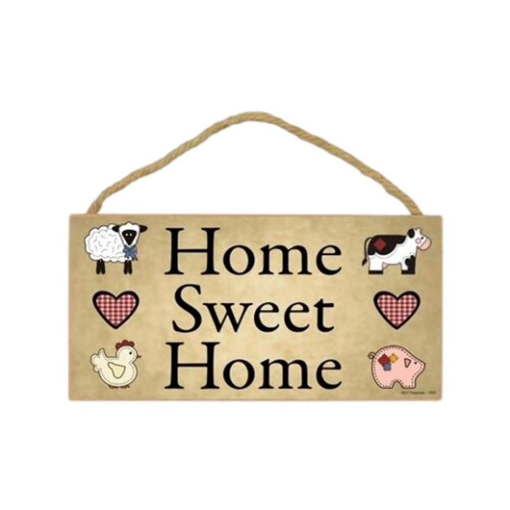 ป้ายไม้ป้ายไม้ HOME SWEET HOME Primitive Country ไม้แขวนป้ายพิธีขึ้นบ้านใหม่ของขวัญตกแต่งบ้าน Wall A
