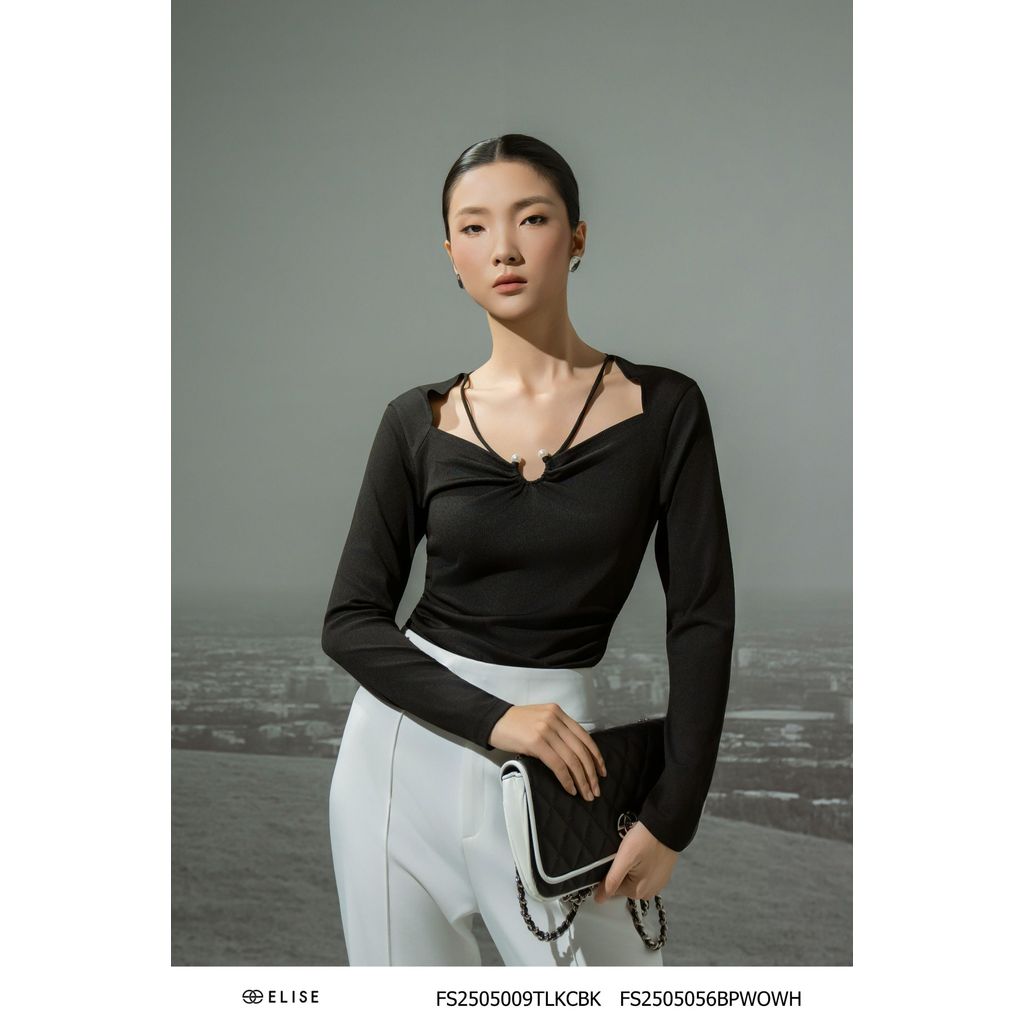 Elise FS design เสื้อยืดคอเต่าสีดํา2505009TLKCBK (O2O)