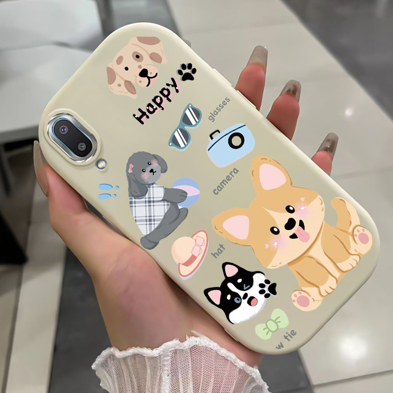 เคสสำหรับ Samsung Galaxy A02 M02 เคสโทรศัพท์หมาโชคดีกันกระแทกกลมและอ้วน