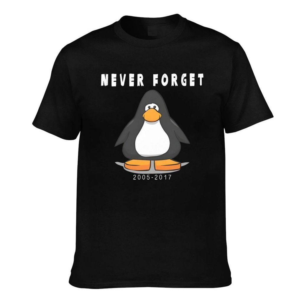Casual Tee Men Club Penguin Never Forget Good พิมพ์พ่อ
