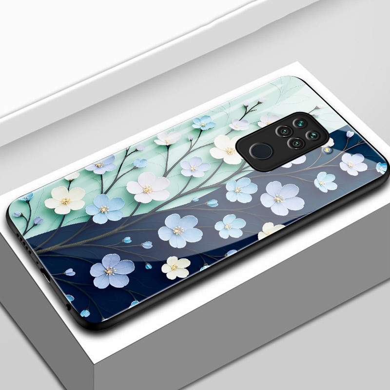 เคสสำหรับ Xiaomi Redmi Note 9 Note 9s Note 9 Pro POCO M2 Pro เคสโทรศัพท์ดอกไม้เปลือกแก้วกันกระแทก