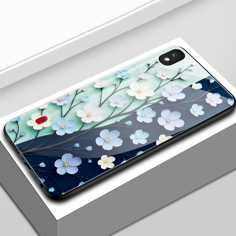 เคสสำหรับ Samsung A10 A10s M01s A11 M11 เคสโทรศัพท์ดอกไม้เปลือกแก้วกันกระแทก