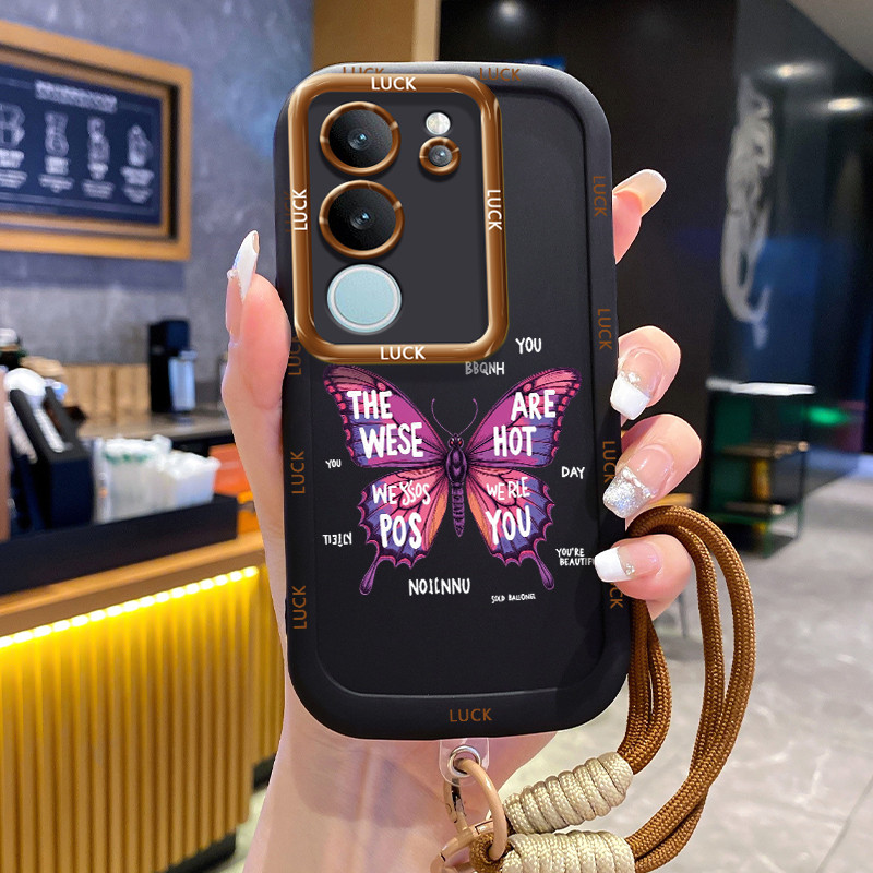VIVO V29 5G V29E 5G V29 Pro 5G Case Creative Butterfly Case พร้อมเชือกเส้นเล็ก