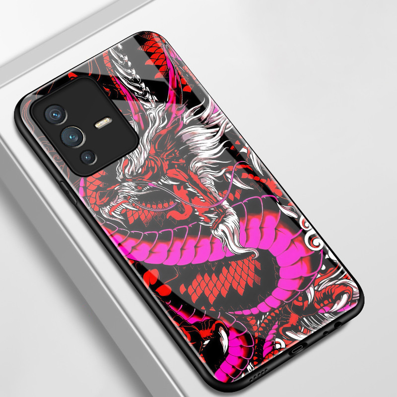 เคสสำหรับ VIVO V23 5G V23i 5G V23E 4G V23E 5G Y75 เคสโทรศัพท์มังกรเปลือกแก้วกันกระแทก