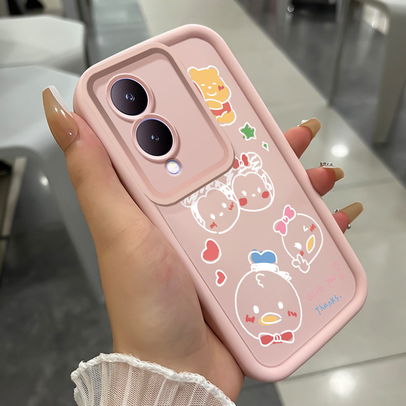 เคสสำหรับ VIVO Y17S Y36i G2 Y28 5G เคสโทรศัพท์สัตว์น่ารักสามสีซิลิโคนกันกระแทก