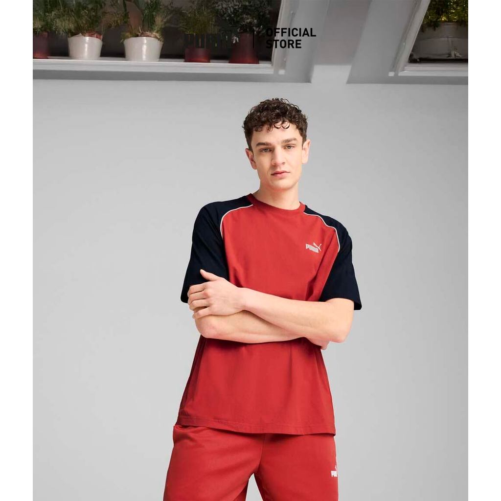 PUMA Basics เสื้อยืดสปอร์ต PUMA สำหรับผู้ชาย สีแดง - 68461615