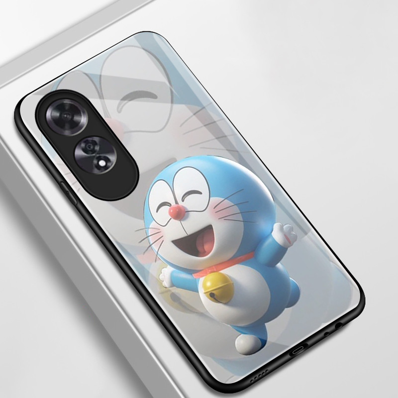 เคสสำหรับ OPPO A60 4G เคสโทรศัพท์แมวเปลือกแก้วกันกระแทก