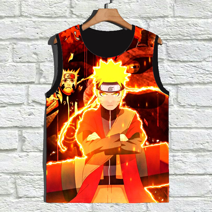 Naruto Shippuden Kakashi Lembong 3D อะนิเมะการ์ตูนรุ่นเสื้อกล้ามสําหรับเด็กและผู้ใหญ่ Unisex - Saran
