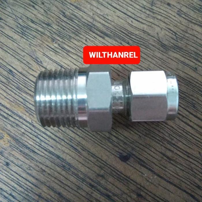 ขั้วต่อตัวผู้ Od 6Mm1/4" Ss316 ข้อต่อลม
