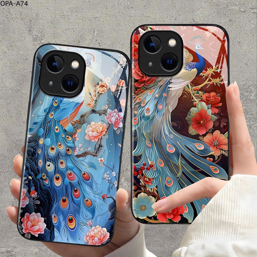เคส For OPPO A98 A96 A95 A94 A93 A92 A91 A83 A79 A78 A77 A76 A74 4G 5G เคสโทรศัพท์ เคสออปโป้ Phone Glass Case BLK