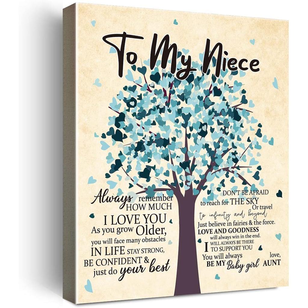 ของขวัญสําหรับ Niece Hangable ผ้าใบ Poem พิมพ์กรอบโปสเตอร์ Wall Art สําหรับ Niece จากป้า-meaningful 