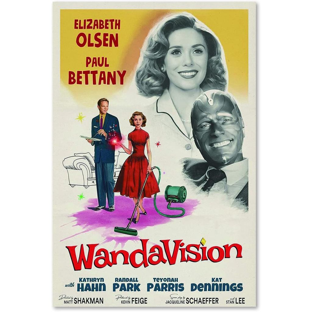 ผ้าใบ Wall Art Wanda โปสเตอร์ Elizabeth Olsen โปสเตอร์ Paul Betante Vintage โปสเตอร์งานศิลปะสําหรับห