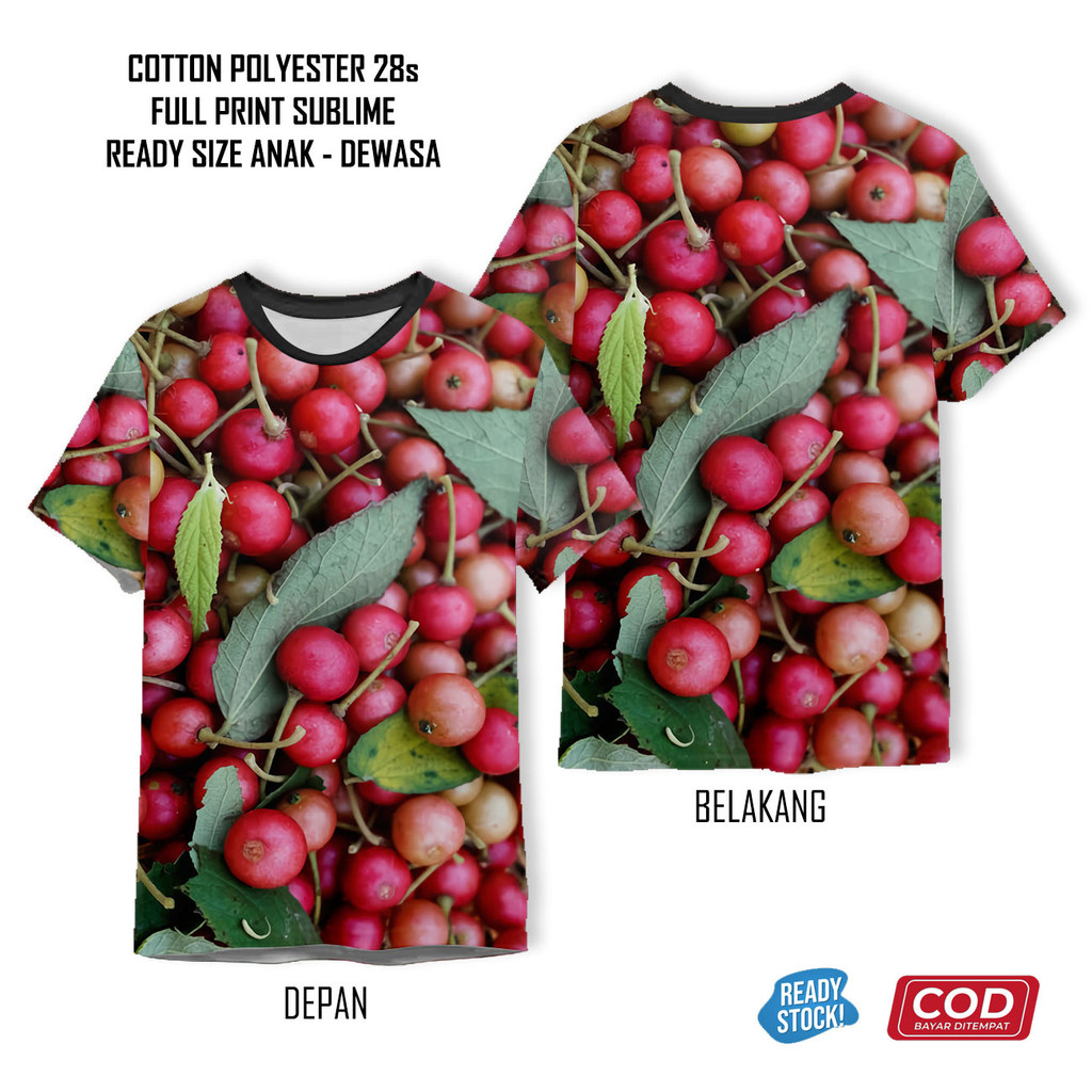 เสื้อยืดผลไม้ Kersen พิมพ์เต็มสุดเท่ | เสื้อผ้า 3D Unisex สําหรับเด็กและผู้ใหญ่ - Sarana3D
