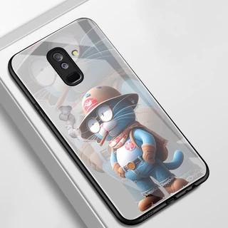 เคสสำหรับ Samsung A6+ 2018 J8 2018 J7 pro J6 Plus 2018 J6 Prime เคสโทรศัพท์แมวเปลือกแก้วกันกระแทก