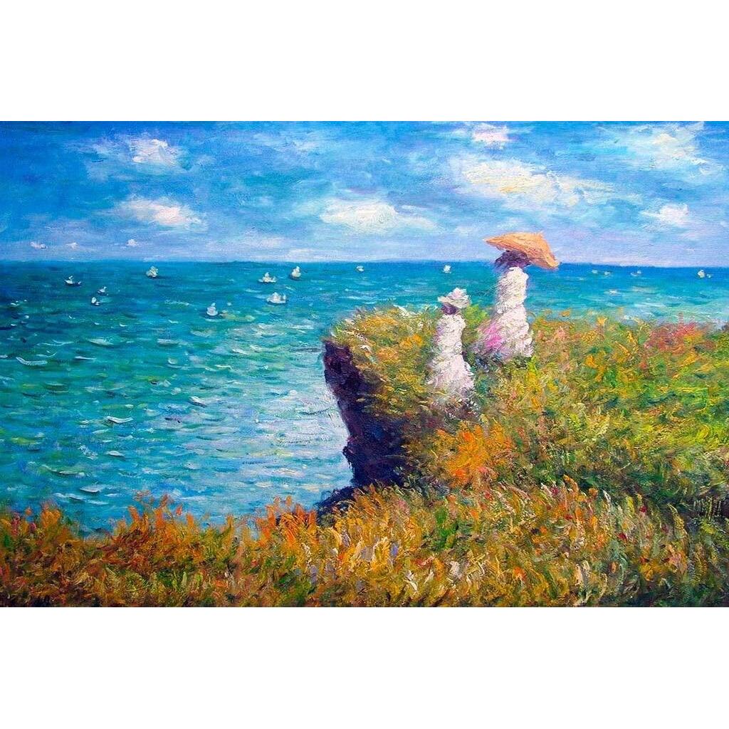 Claude Monet The Promenade On The Cliff Impressionist Art โปสเตอร์ Claude Monet พิมพ์ธรรมชาติภูมิทัศ