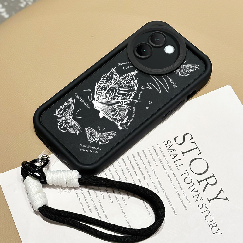 เคสสำหรับ VIVO V30E 5G เคสโทรศัพท์ผีเสื้อซิลิโคนสายคล้องครบวงจรกันกระแทก