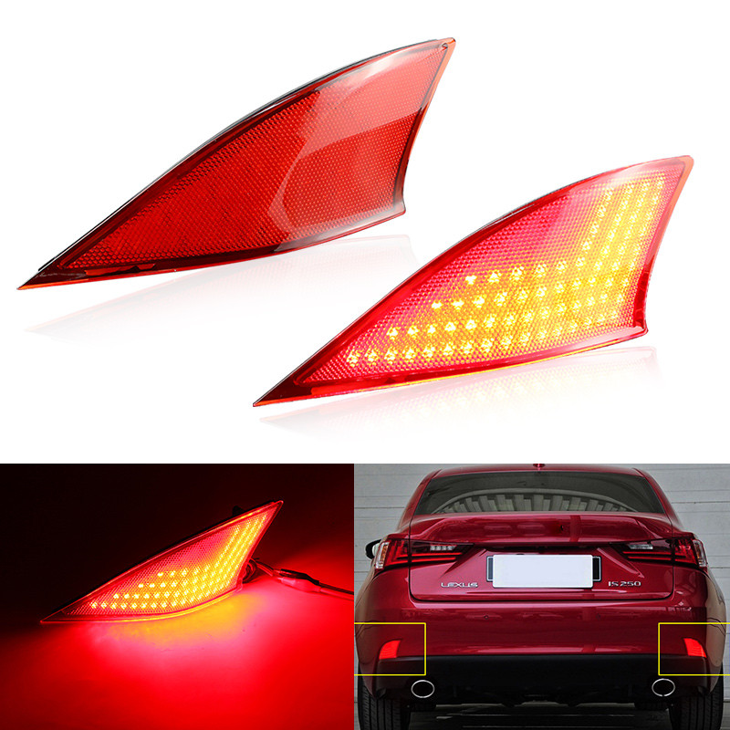 2PCS ไฟท้าย LED สําหรับ Lexus IS200t IS250 IS300 IS350 ด้านหลังกันชน Reflectors หยุดไฟเบรคไฟเลี้ยว O