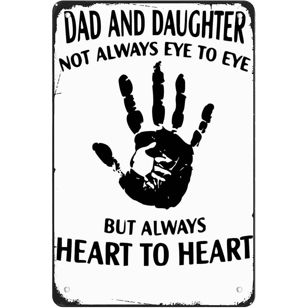 ตลก Vintage Home Decor 12x16inch-Dad And Daughter Not Always Eye But Always Heart To Heart Fathers D