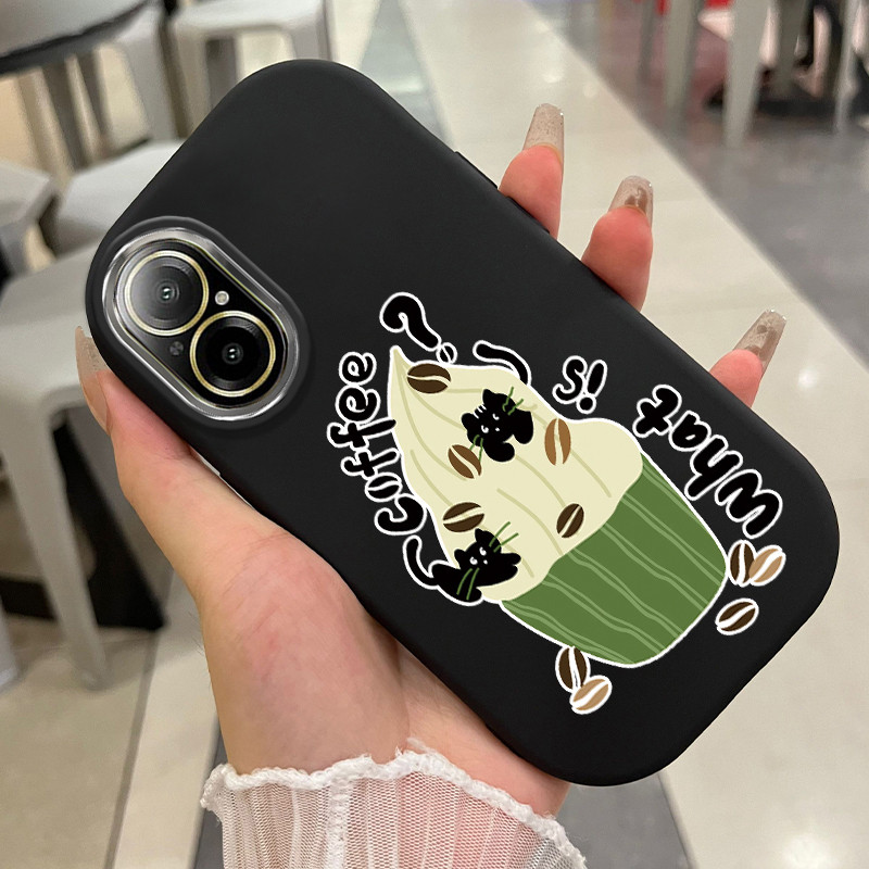 เคสสำหรับ Realme C67 Realme 12 Lite เคสโทรศัพท์เมล็ดกาแฟแมวกันกระแทกกลมและอ้วน ราคา ถูกที่สุด ดีลบีเคเค แกลเลอรีภาพที่ 3