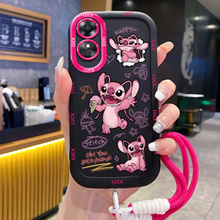 เคสสำหรับ OPPO A17 A17K เคสโทรศัพท์เย็บซิลิโคนสายคล้องกันกระแทก