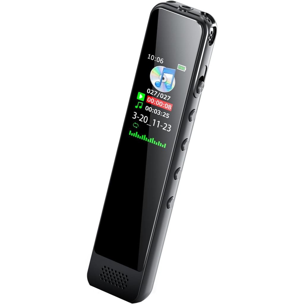 Gillmar Voice Recorder Compact IC Recorder Long Recording Time 32GB Large Capacity 1536kbps Sound Qu