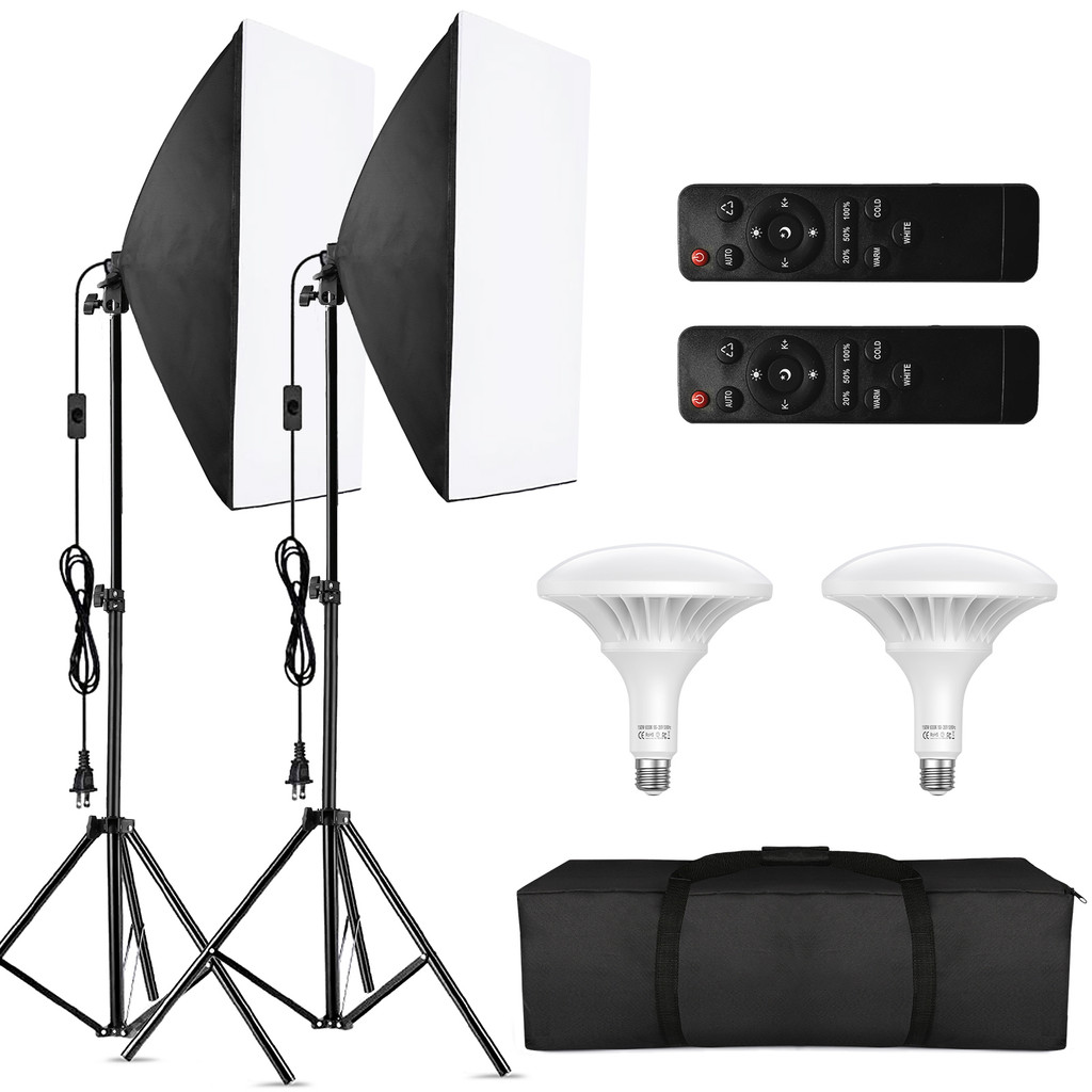Andoer Professional Studio การถ่ายภาพ Softbox ชุดไฟ LED 20*28 นิ้ว * 2 + 3000K-6000K Bi-สีอุณหภูมิ 1