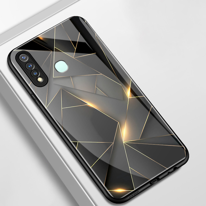 เคสสำหรับ VIVO Y19 Y5s เคสโทรศัพท์รูปหลายเหลี่ยมเปลือกแก้วกันกระแทก