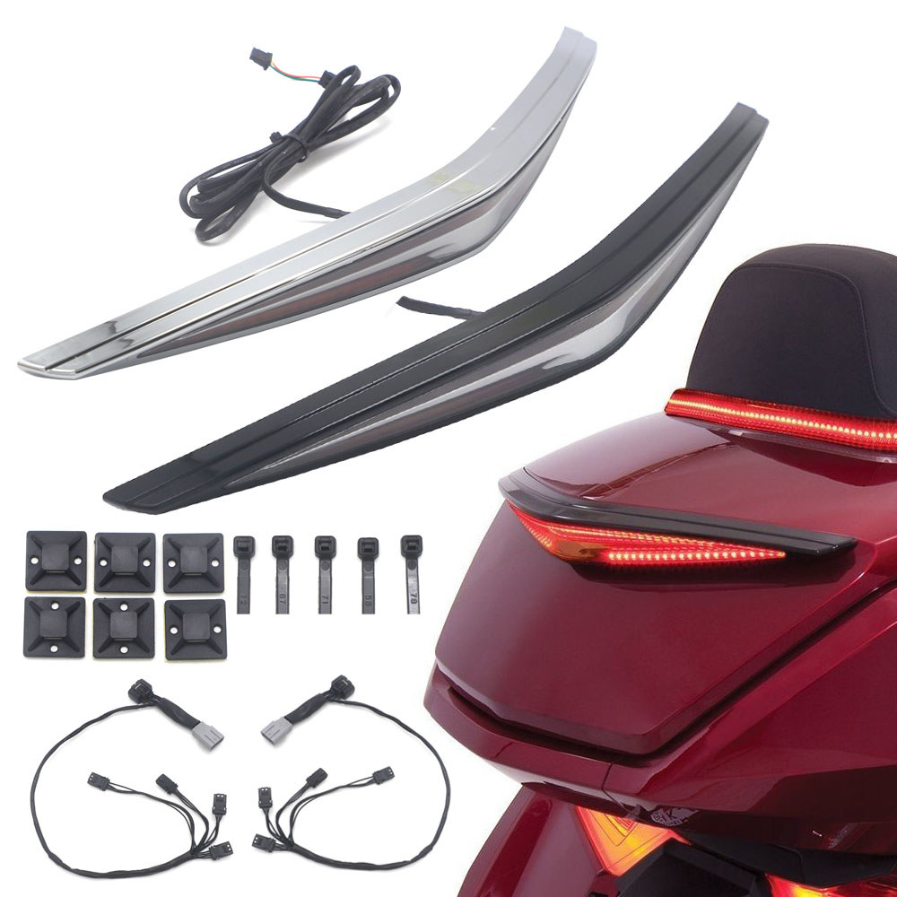 Chrome และสีดํารถจักรยานยนต์ด้านหลังไฟเลี้ยวไฟเบรค LED สําหรับ Honda Goldwing GL1800 2019 2018-2020