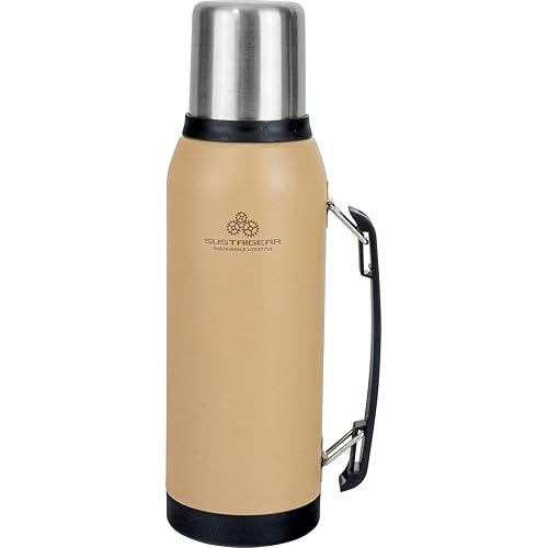 Wahei freiz WAHIRA FLAZE Water Bottle, 1 liter, with cup, direct drinking, 2-way, coyote brown, heat