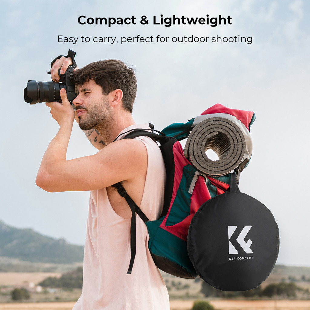 K&F CONCEPT 80cm/32in Photography Collapsible Light Reflector 5-in-1 (Translucent, Silver, Gold, Whi